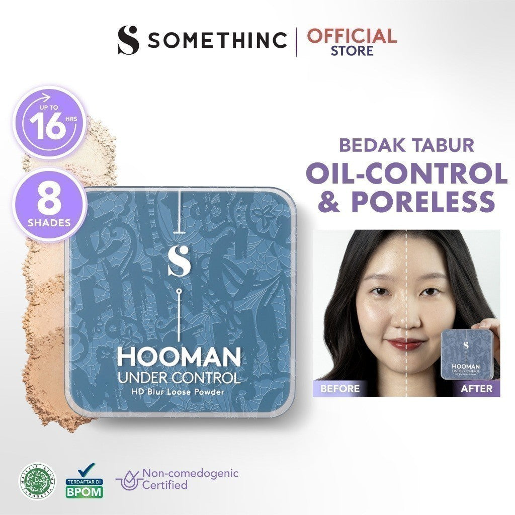 SOMETHINC HOOMAN Under Control HD Blur Loose Powder - Bedak Tabur Super Halus Untuk Menahan Minyak Hingga 16 Jam | Mampu Menyamarkan Pori, Menghaluskan Tekstur Kulit, Dan Memberikan Filter Effect Secara Instan
