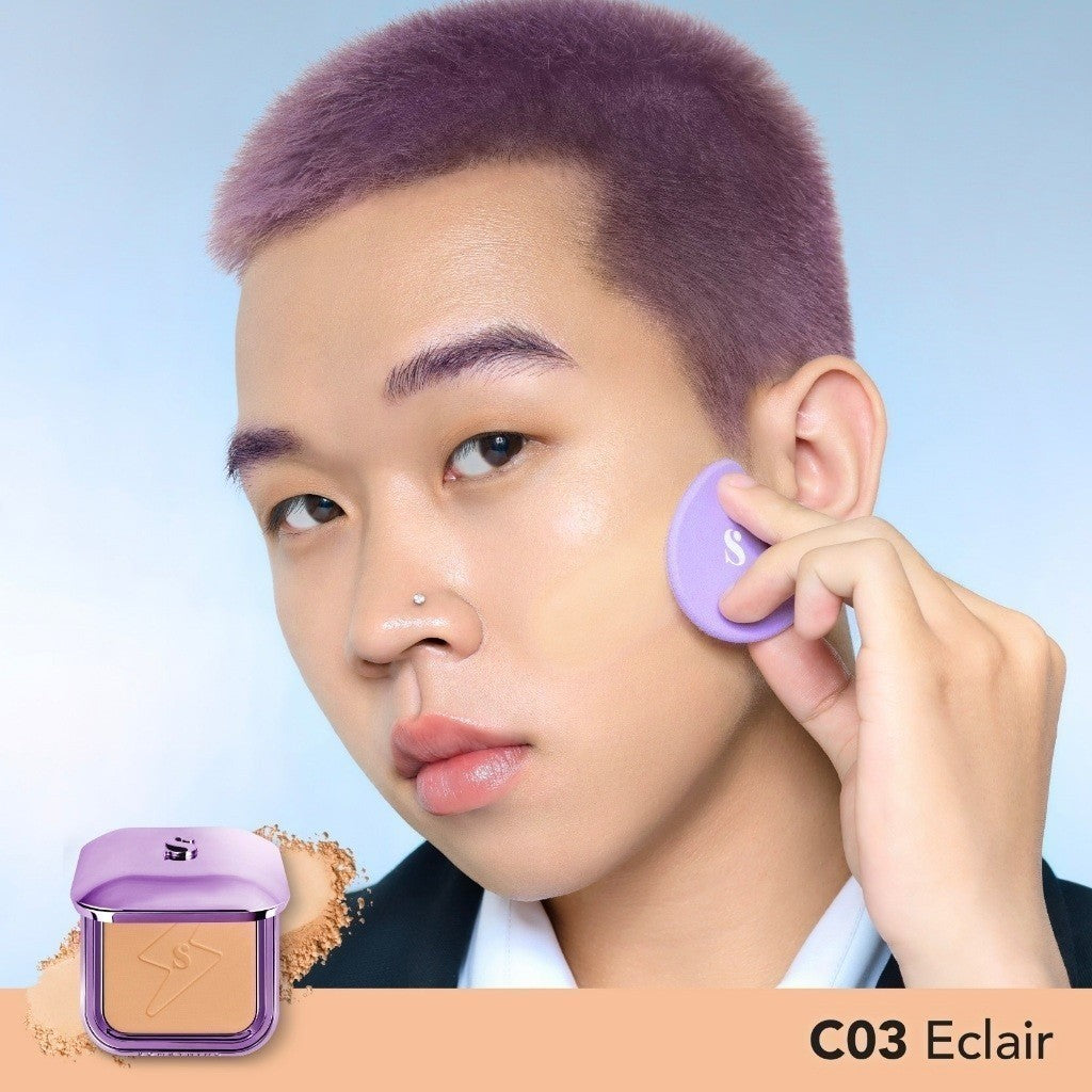 SOMETHINC Copy Paste COVERBLUR Powder Foundation - Seamless Powder Foundation Dengan Formula Zero-Cakey, Zero-Cracky, Dan Zero-Pores*| Coverage Medium to Full, Mampu Meratakan Warna Wajah, Memperkecil Tampilan Pori, Dan Menghaluskan Tekstur Wajah