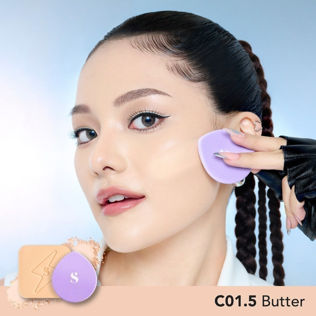 SOMETHINC Copy Paste COVERBLUR Powder Foundation - Seamless Powder Foundation Dengan Formula Zero-Cakey, Zero-Cracky, Dan Zero-Pores*| Coverage Medium to Full, Mampu Meratakan Warna Wajah, Memperkecil Tampilan Pori, Dan Menghaluskan Tekstur Wajah