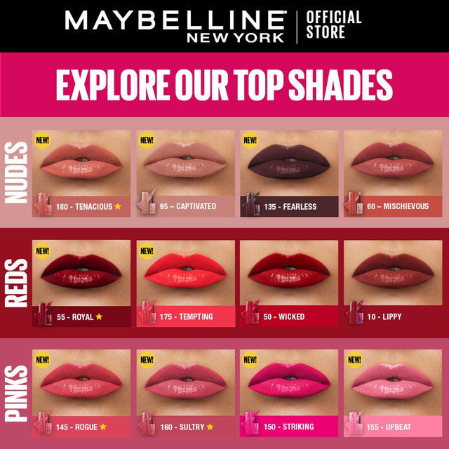 MAYBELLINE OFFICIAL Paket Hemat Superstay Vinyl Ink 2 pcs Ombre Set 10 Lippy + 15 Peachy Lipstick Long Lasting