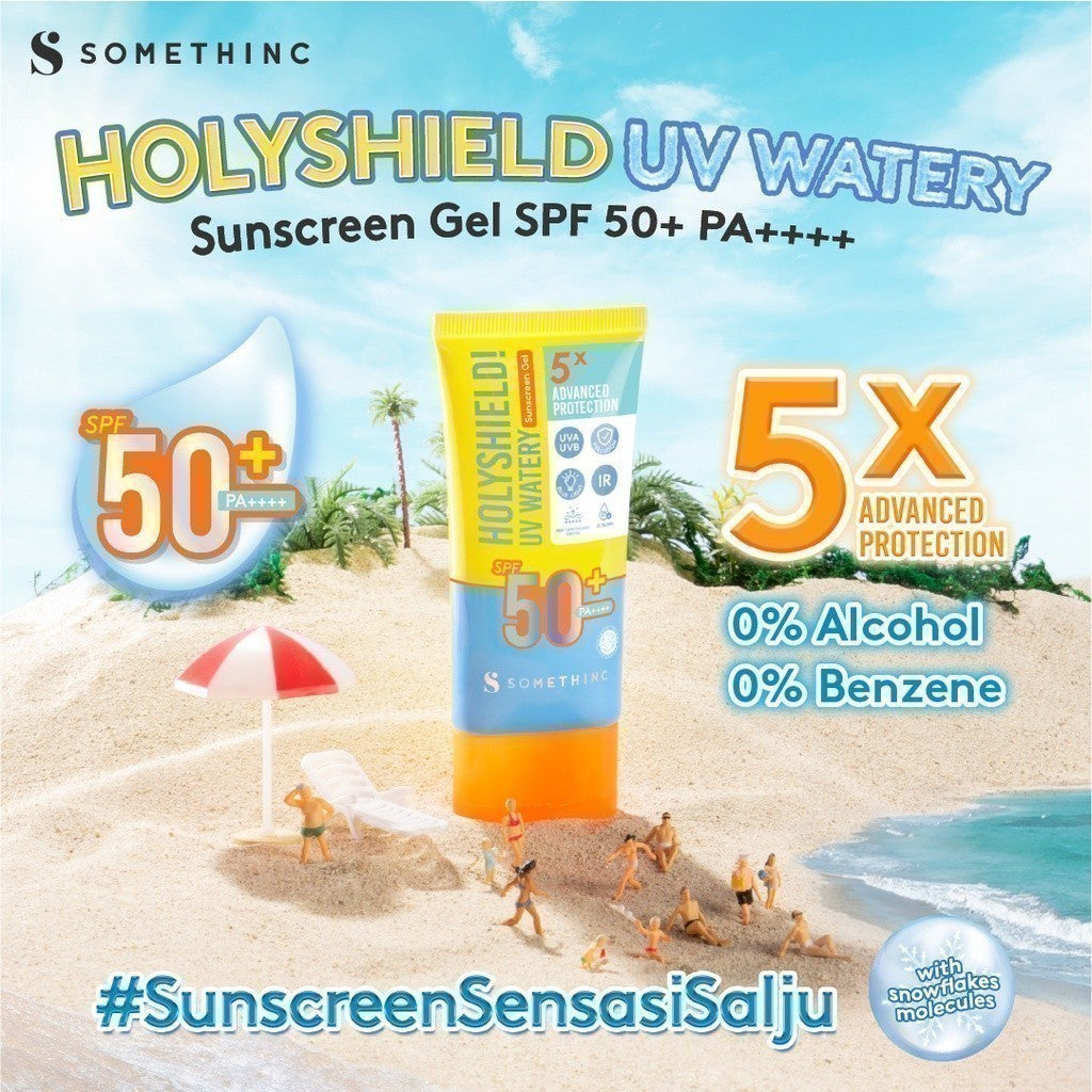 [In Vivo & In Vitro Certified] [TASYA FARASYA APPROVED] SOMETHINC Holyshield! UV Watery Sunscreen Gel SPF 50+ PA++++ - Physical Sunscreen, Sunscreen untuk Kulit Berminnyak, Mudah Menyerap, No Whitecast & Tidak Lengket