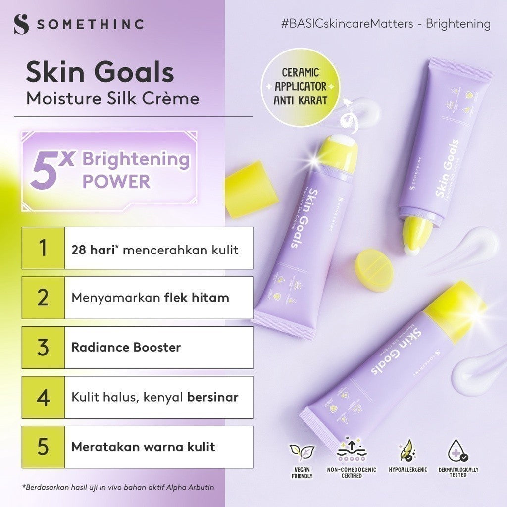 SOMETHINC SKIN GOALS Moisture Silk Creme - Krim Pagi & Malam 5x Pencerah