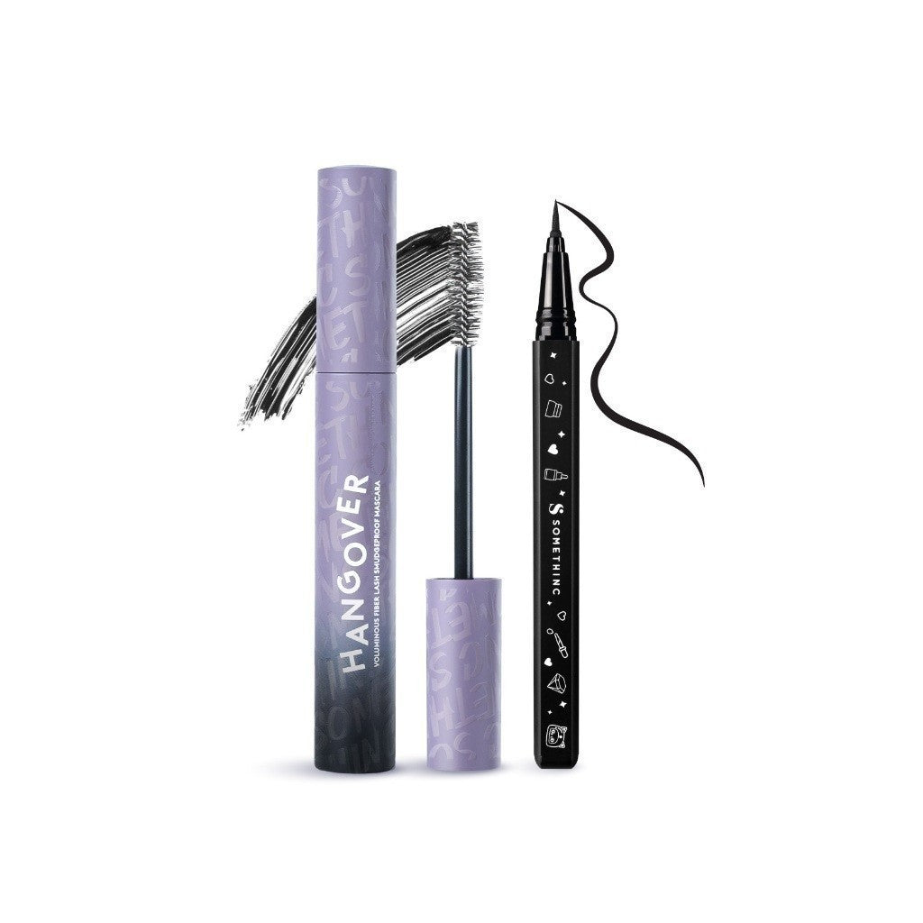 SOMETHINC [2 PCS] Perfect Eye Makeup Kit (HANGOVER Voluminous Fiber Lash Smudgeproof Mascara & FOREVER STAY Waterproof Liquid Eyeliner) | Mascara Keratin Lash Lift, Memberikan Bulu Mata Efek Lebih Panjang & Lentik Dalam Hitungan Detik|