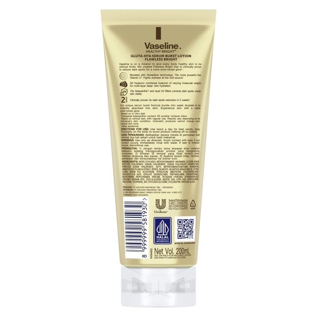 VASELINE Gluta-Hya Body Serum Flawless Bright 200 mL x2