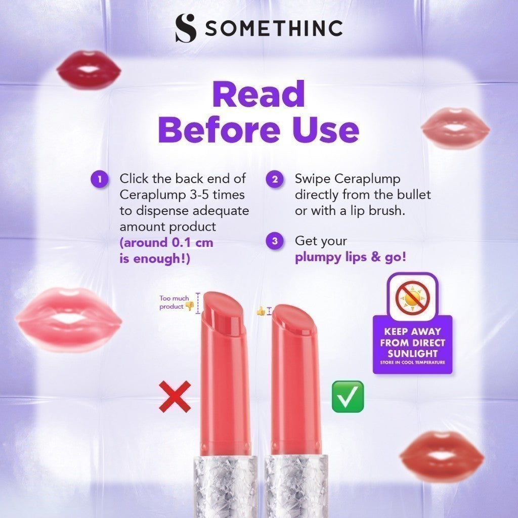 [TWINPACK] SOMETHINC Ceraplump Tinted Lip Balm SPF25 PA++++ - Warna Untuk Melembabkan & Memperkuat Lip Barrier | Glowy Finish, Untuk Bibir Terlihat Lebih Sehat & Plumpy Twin Pack - free oil cleanser