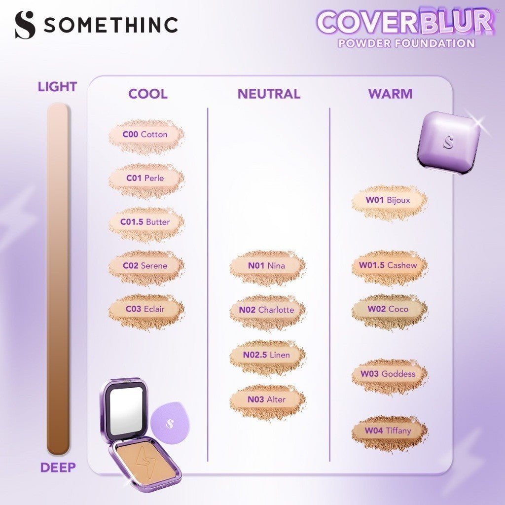 SOMETHINC Copy Paste COVERBLUR Powder Foundation - Seamless Powder Foundation Dengan Formula Zero-Cakey, Zero-Cracky, Dan Zero-Pores*| Coverage Medium to Full, Mampu Meratakan Warna Wajah, Memperkecil Tampilan Pori, Dan Menghaluskan Tekstur Wajah