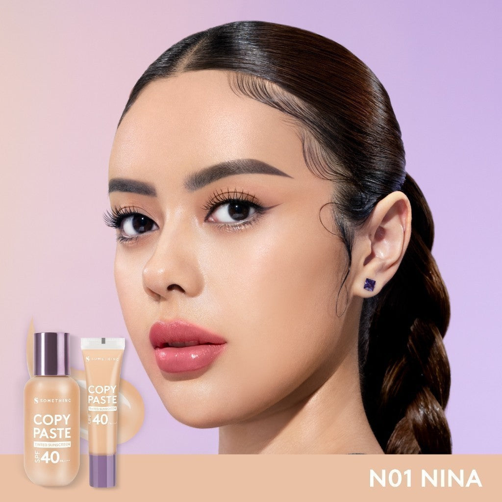 SOMETHINC [3 PCS] Favourite Must Have Makeup (Copy Paste Tinted Sunscreen SPF 40 PA++++ Skin Tint,  Hooman Under Control HD Blur Loose Powder, HANGOVER Voluminous Fiber Lash Smudgeproof Mascara)