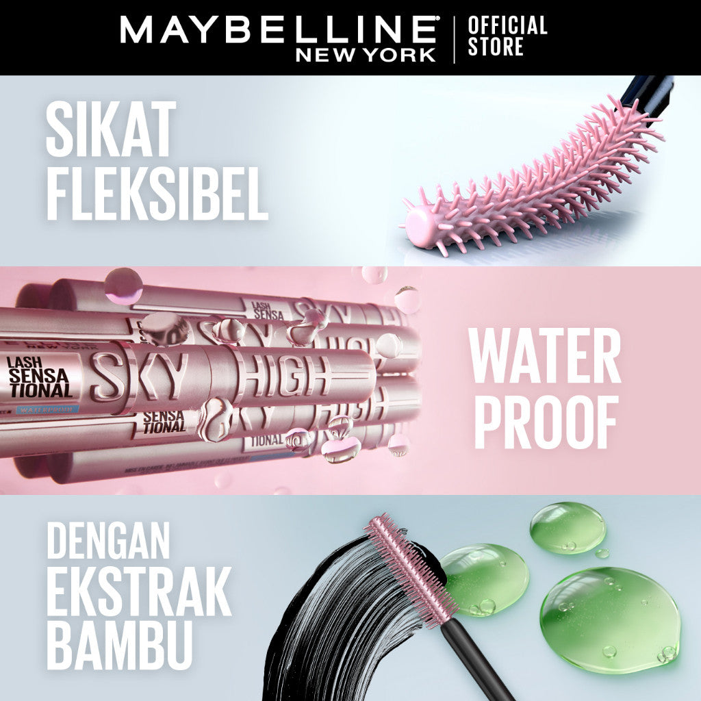Maybelline Paket Makeup EYE Sky High Mascara + Tattoo 48h Eyeliner - Waterproof Maskara Eye Makeup Black Smudgeproof Panjang Tebal