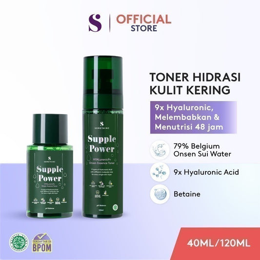 SOMETHINC SUPPLE POWER Hyaluronic 9+ Onsen Essence Toner - Toner yang Menghidrasi Kulit, Melembabkan Kulit Kering, Non comedogenic, Cocok untuk kulit sensitif