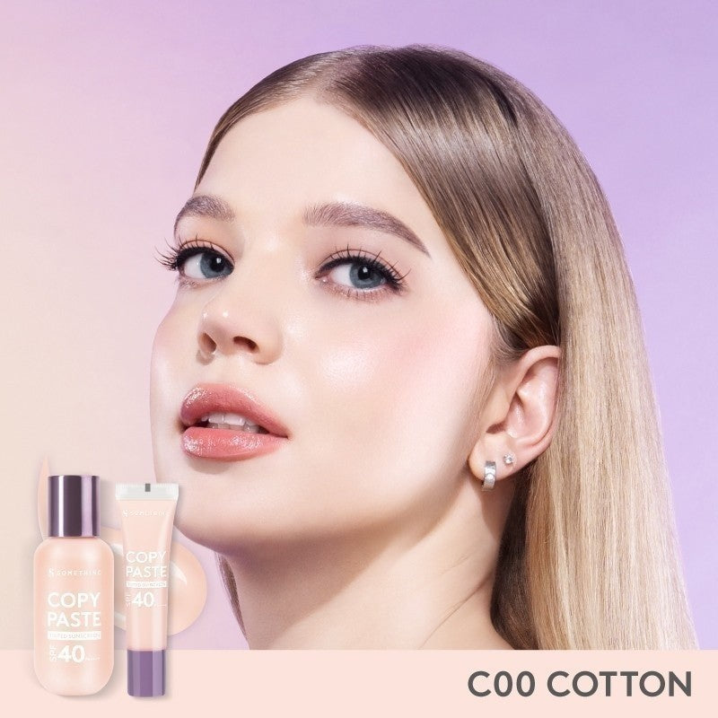 SOMETHINC [2 PCS] Paket Copy Paste Tinted Sunscreen x Makeup (Copy Paste Tinted Sunscreen SPF 40 PA++++ Skin Tint, Checkmatte Transferproof Lipstick, Hangover Smudgeproof Mascara, SRSLY Setting Spray, Hooman Under Control Loose Powder)