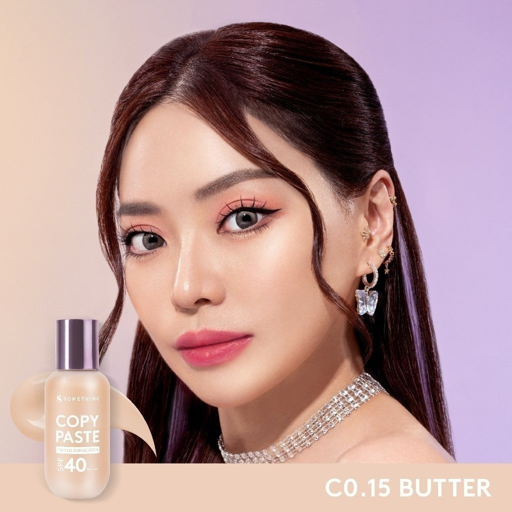 SOMETHINC [2 PCS] Copy Paste Tinted Sunscreen X Skincare (Copy Paste Tinted Sunscreen SPF 40 PA++++ Skin Tint, Calm Down Moisturizer Cream, Omega Butter Deep Cleansing Balm, Low pH Gentle Jelly Cleanser)