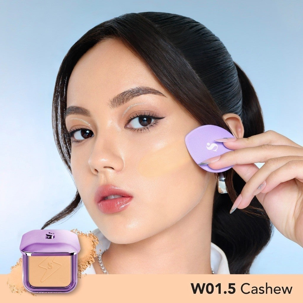 SOMETHINC Copy Paste COVERBLUR Powder Foundation - Seamless Powder Foundation Dengan Formula Zero-Cakey, Zero-Cracky, Dan Zero-Pores*| Coverage Medium to Full, Mampu Meratakan Warna Wajah, Memperkecil Tampilan Pori, Dan Menghaluskan Tekstur Wajah