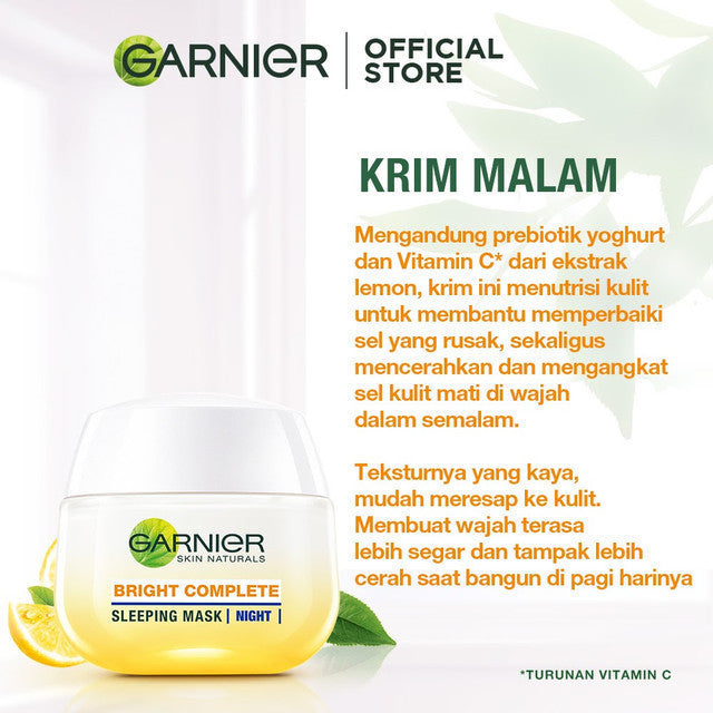 GARNIER Bright Complete Vitamin C Simple Set Day Cream & Night Cream 50 ml Krim Siang & Krim Malam Mencerahkan Bundle Paket Skincare 1 set lengkap moisturizer tone up pelembab wajah cream pemutih wajah glowing cepat