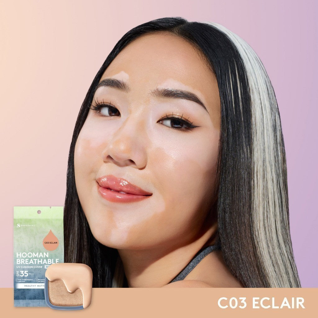 SOMETHINC HOOMAN Breathable Cushion Cover SPF 35 PA++++ - Cushion Dengan Skin Matte Finish Anti Greasy, Anti Cakey, Dan Anti Cracking | Mampu Menyamarkan Pori, Meratakan Warna Kulit, Ringan Digunakan Di Wajah, Memproteksi Kulit Dari Sinar Matahari