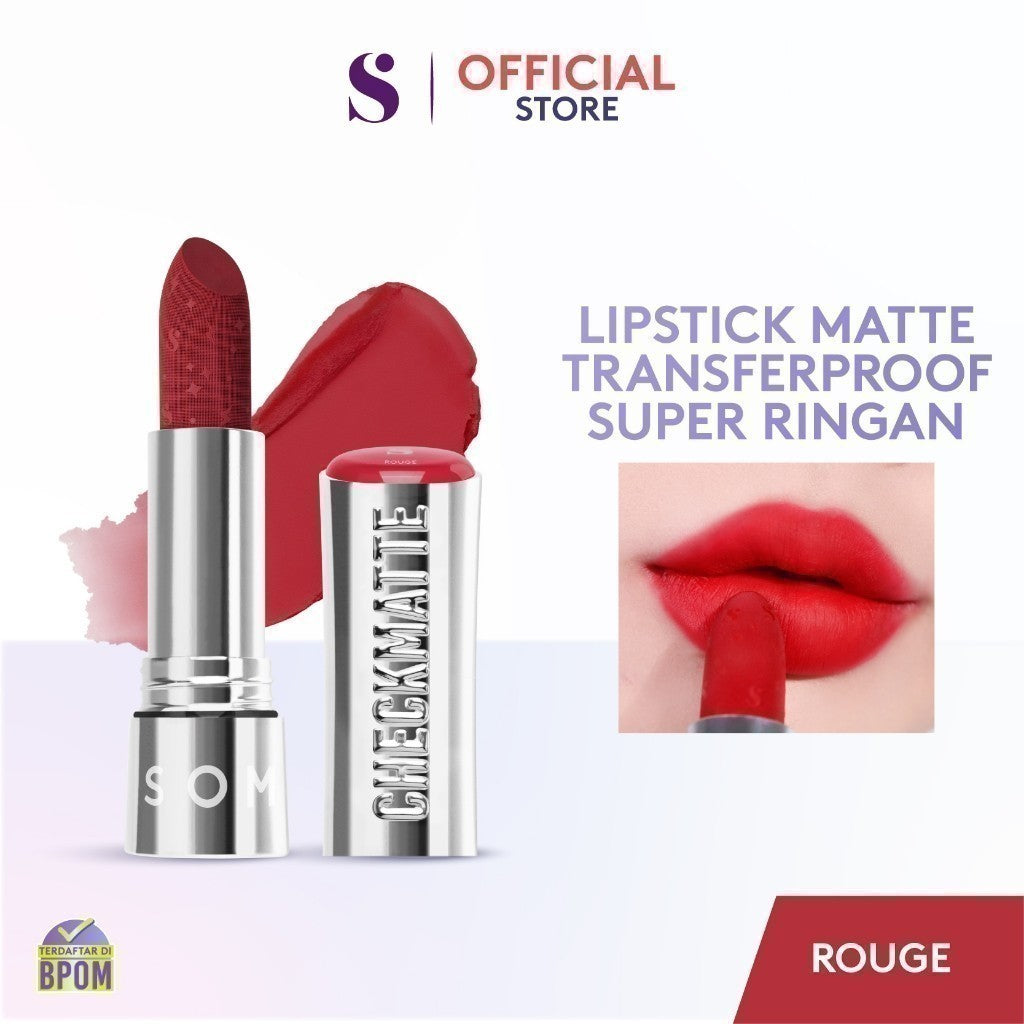 SOMETHINC Checkmatte Transferproof Lipstick - Lipstick Batang Transferproof, Nyaman Dan Tahan Digunakan Hingga 16 Jam | Mampu Menyamarkan Garis Di Bibir, Terasa Ringan, Dan Tidak Lengket, serta Smudgeproof
