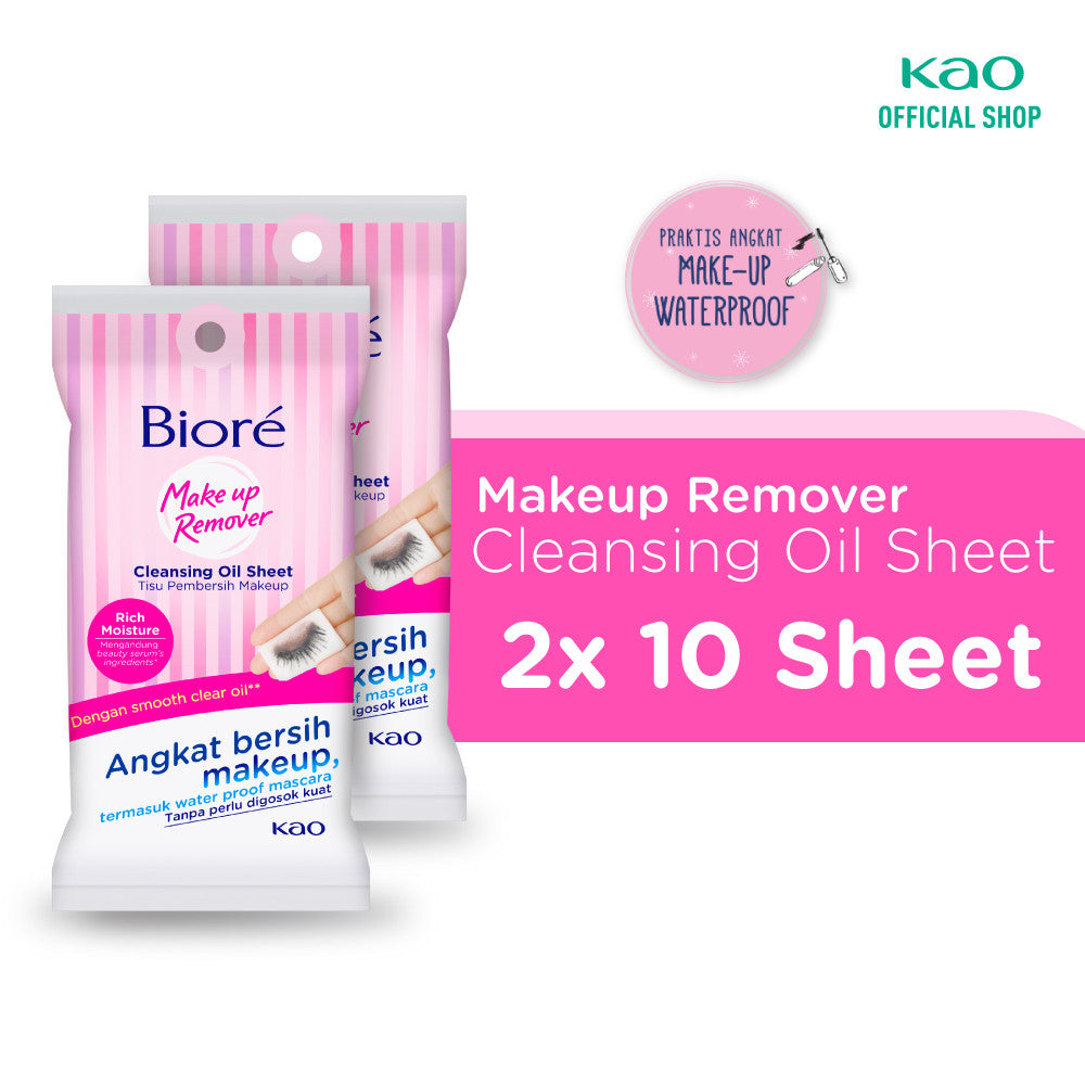 Biore Make Up Remover Tissue Untuk Make Up Waterproof Cleansing Oil Sheet Non Alcohol 10 s � Twinpack