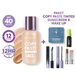 SOMETHINC [2 PCS] Paket Copy Paste Tinted Sunscreen x Makeup (Copy Paste Tinted Sunscreen SPF 40 PA++++ Skin Tint, Checkmatte Transferproof Lipstick, Hangover Smudgeproof Mascara, SRSLY Setting Spray, Hooman Under Control Loose Powder)