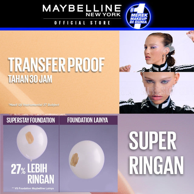 Maybelline Paket Makeup Face Kulit Kuning Langsat - Superstay Lumi Foundation 120 + Fit Me Compact Powder 118