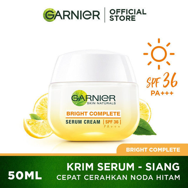 GARNIER Bright Complete Vitamin C Simple Set Day Cream & Night Cream 50 ml Krim Siang & Krim Malam Mencerahkan Bundle Paket Skincare 1 set lengkap moisturizer tone up pelembab wajah cream pemutih wajah glowing cepat