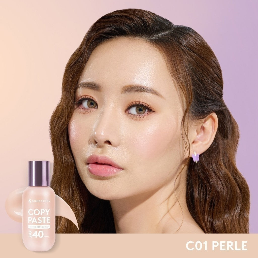 SOMETHINC [2 PCS] Copy Paste Tinted Sunscreen X Skincare (Copy Paste Tinted Sunscreen SPF 40 PA++++ Skin Tint, Calm Down Moisturizer Cream, Omega Butter Deep Cleansing Balm, Low pH Gentle Jelly Cleanser)