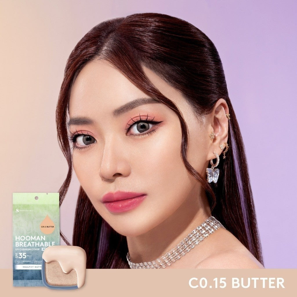 SOMETHINC HOOMAN Breathable Cushion Cover SPF 35 PA++++ - Cushion Dengan Skin Matte Finish Anti Greasy, Anti Cakey, Dan Anti Cracking | Mampu Menyamarkan Pori, Meratakan Warna Kulit, Ringan Digunakan Di Wajah, Memproteksi Kulit Dari Sinar Matahari