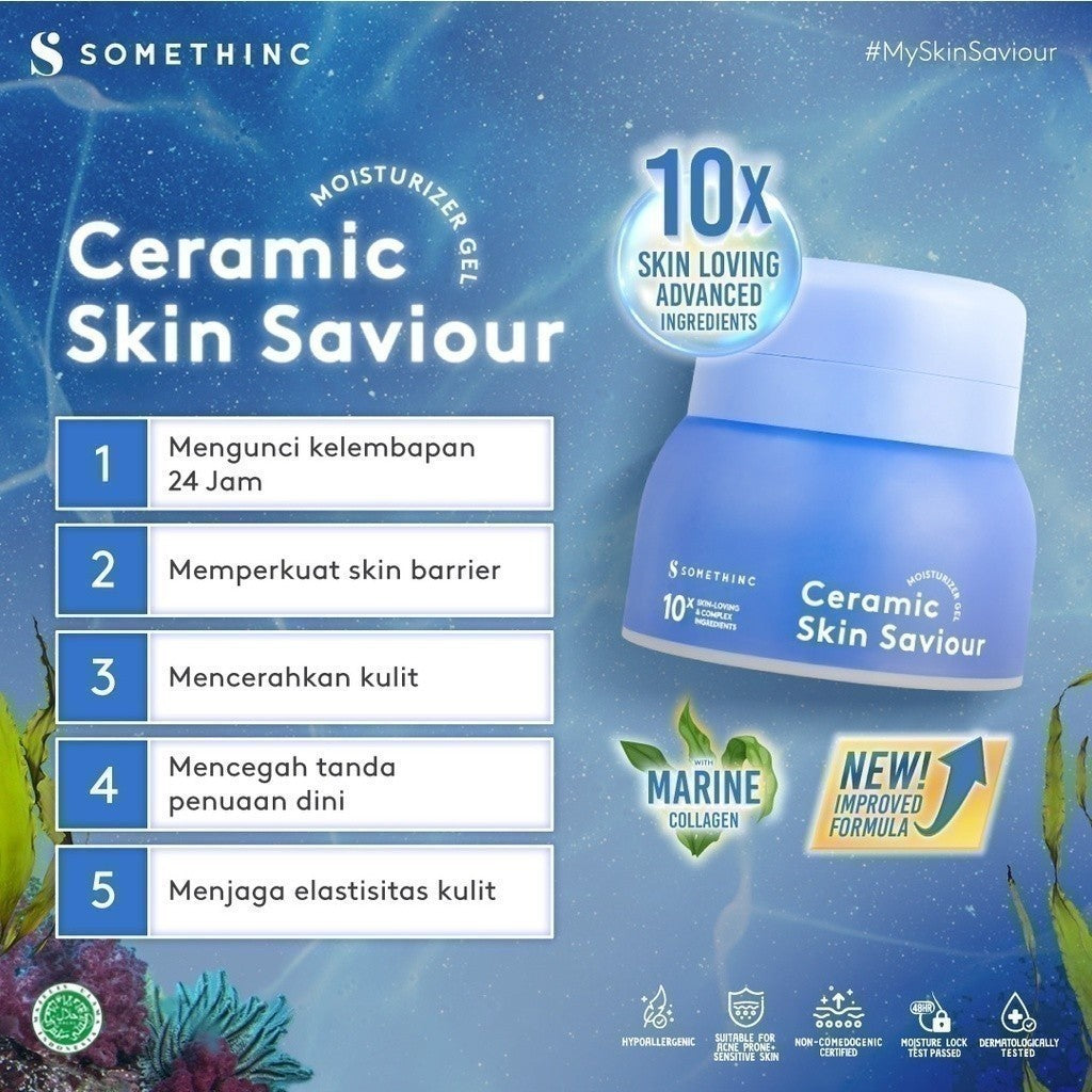 SOMETHINC CERAMIC SKIN Saviour Moisturizer Gel - Cocok untuk Acne dan Kulit Sensitif, Moisturizer Non comedogenic, Melembapkan , Mengurangi kemerahan. Pelembab kulit tidak menyumbat pori