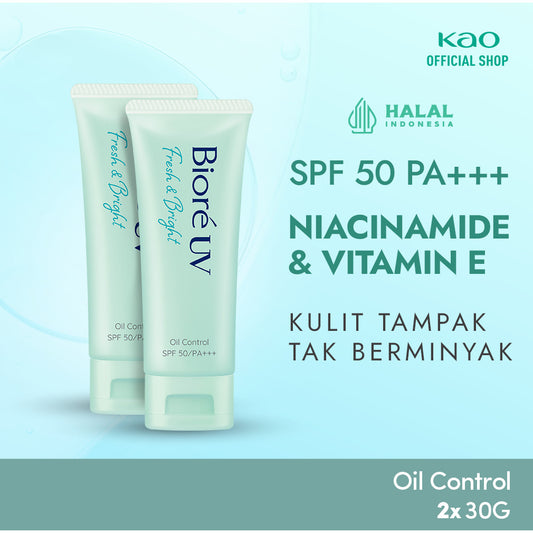 Biore UV Fresh & Bright Skincare Sunscreen 30GR Oil Control 30GR SPF 50 PA+++ Twinpack