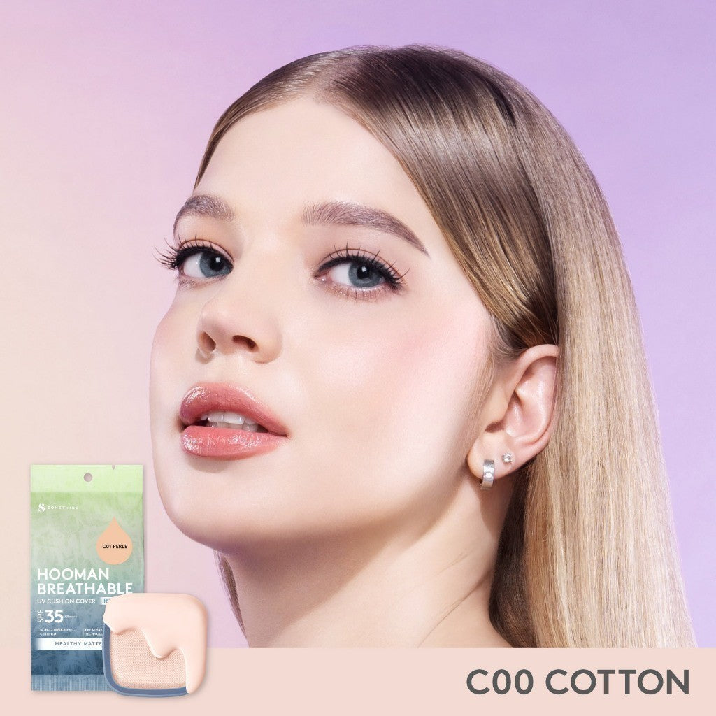 SOMETHINC HOOMAN Breathable Cushion Cover SPF 35 PA++++ - Cushion Dengan Skin Matte Finish Anti Greasy, Anti Cakey, Dan Anti Cracking | Mampu Menyamarkan Pori, Meratakan Warna Kulit, Ringan Digunakan Di Wajah, Memproteksi Kulit Dari Sinar Matahari