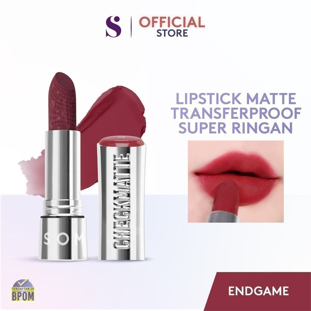 SOMETHINC Checkmatte Transferproof Lipstick - Lipstick Batang Transferproof, Nyaman Dan Tahan Digunakan Hingga 16 Jam | Mampu Menyamarkan Garis Di Bibir, Terasa Ringan, Dan Tidak Lengket, serta Smudgeproof