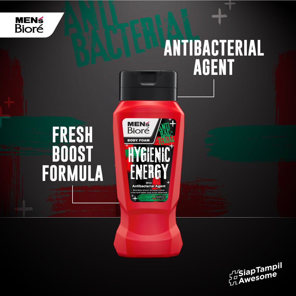 Men's Biore Sabun Mandi Cair Untuk Pria Hygienic Energy Anti Bakteri Botol 250 ml - Sabun Cair Body Wash