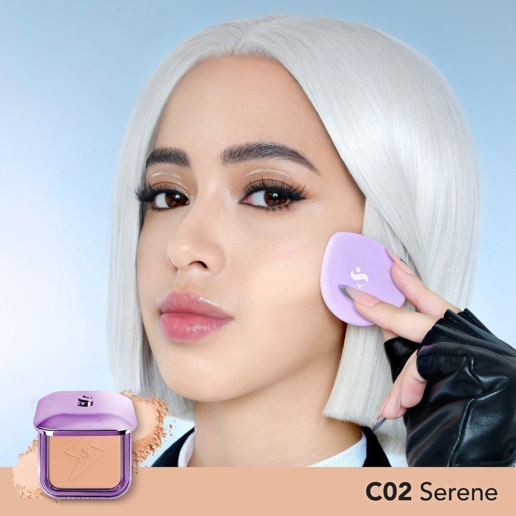 SOMETHINC Copy Paste COVERBLUR Powder Foundation - Seamless Powder Foundation Dengan Formula Zero-Cakey, Zero-Cracky, Dan Zero-Pores*| Coverage Medium to Full, Mampu Meratakan Warna Wajah, Memperkecil Tampilan Pori, Dan Menghaluskan Tekstur Wajah