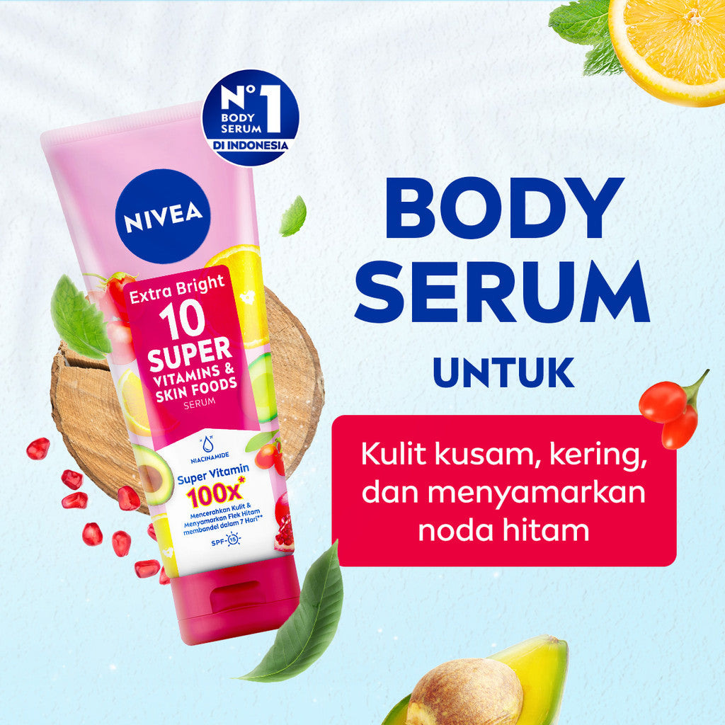 NIVEA Body Serum & Sun Lotion - 10 Super Vitamins & Skin Foods SPF15 + Daily Protection Sun SPF 33