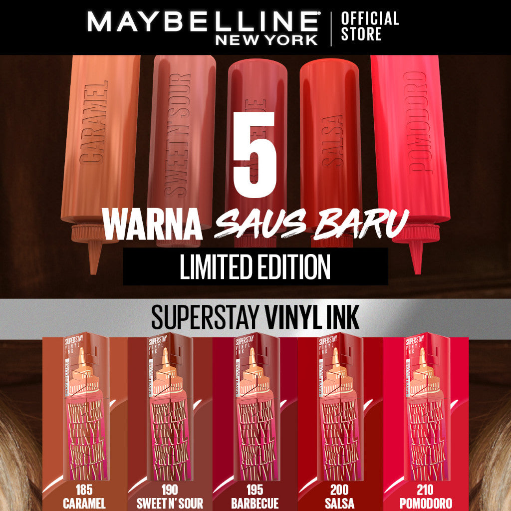MAYBELLINE OFFICIAL Superstay Vinyl Ink 4.2 ml LIMITED EDITION - Shiny Pigmented Liquid Lipstik Lipstick