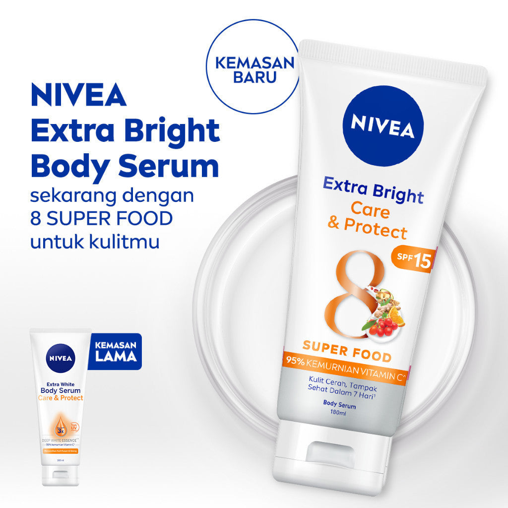 NIVEA Extra Bright Booster Day Set - C&E Body Lotion + Care & Protect Body Serum