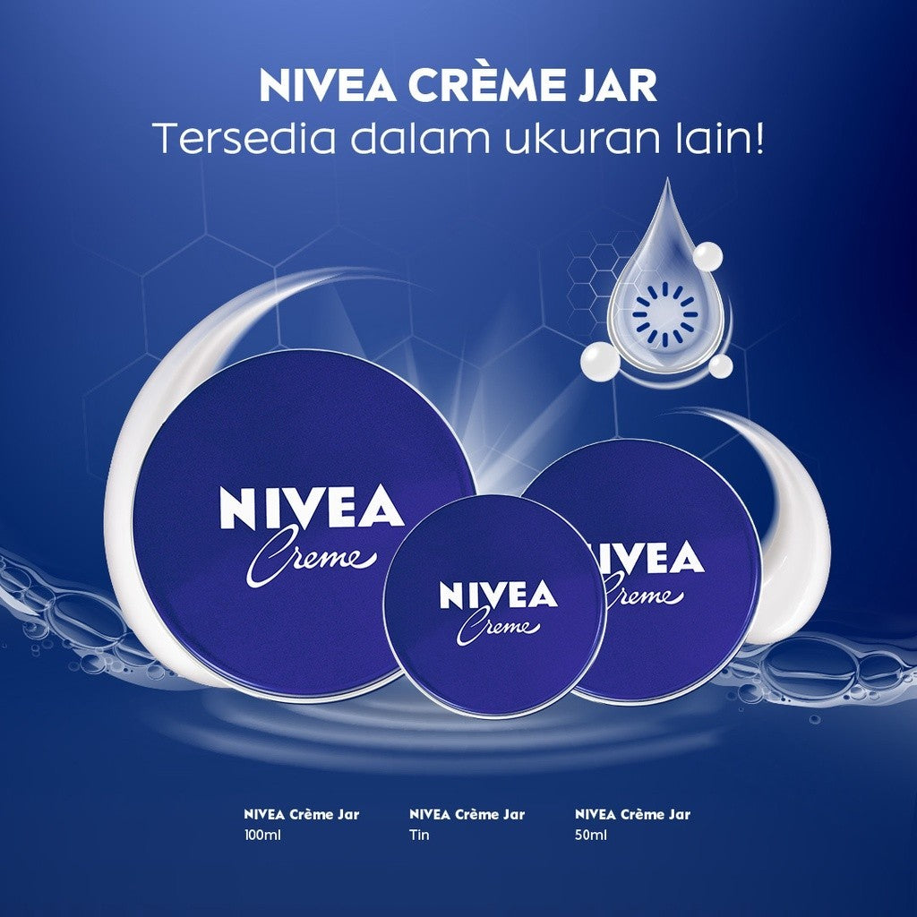 NIVEA Cream Moisturizer Creme Tin 60ml - Hand body krim cream lotion mositurizer multifungsi kaleng biru tua body care kulit kering kasar bersisik pecah-pecah badan wajah muka sikut tumit memperbaiki skin barrier pelembab melembutkan badan - Eucerit