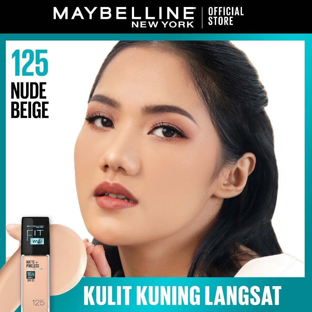 MAYBELLINE OFFICIAL Fit Me Matte + Poreless Liquid Foundation Make Up 30ml SPF 22 Makeup Ringan High Cover 16 Jam Oil Control Cushion Foundation Bedak Padat Cushion Foundation Bedak Padat Concealer BB Cream Foundation Waterproof Skin Tint Fondation