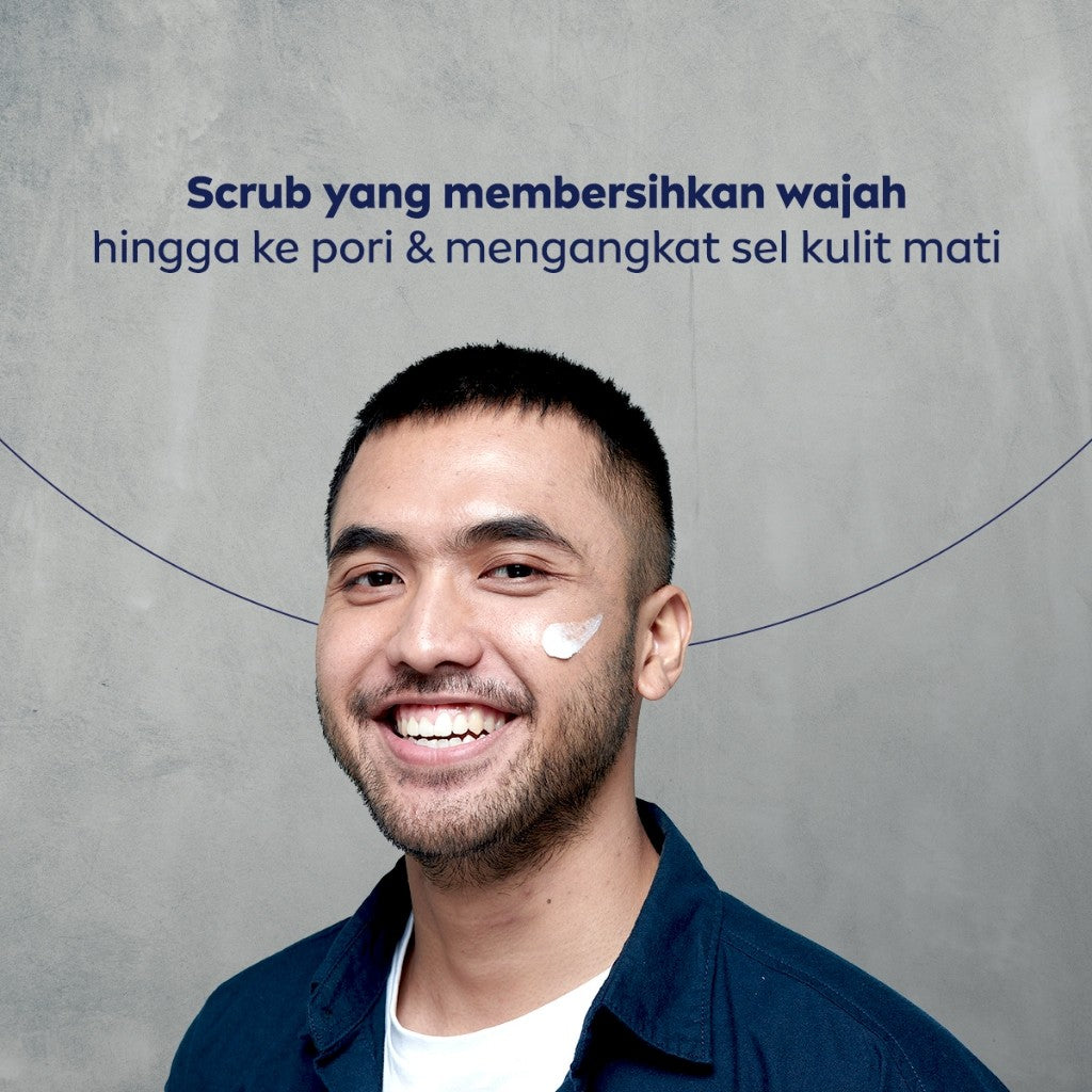 NIVEA MEN Facial Foam Deep Acne Oil Clear Face Scrub 100ml - Sabun cuci muka pria scrub wajah membersihkan bakteri penyebab jerawat komedo mengontrol kulit berminyak mengecilkan pori dan mengangkat sel kulit mati - Himalayan Salt, Salicylic Acid