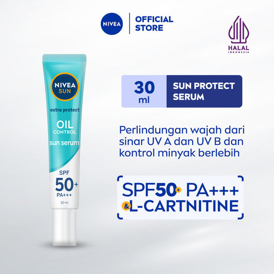 NIVEA SUN Sunscreen Face Serum Extra Protect Oil Control SPF50+ PA+++ 30ml - Sunscreen wajah serum sunblock tidak berminyak SPF UV harian lightweight gel tekstur ringan cepat meresap tidak lengket no whitecast - L-Carnitine