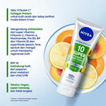 NIVEA Body Serum Extra Bright 10 Super Vitamins Youth Protect SPF15 180ml - Hand body serum lotion moisturizer mencerahkan kulit mengencangkan kulit kendur kencang melembabkan kering anti aging penuaan dini - 150x Vitamin C, Collagen, antioksidan