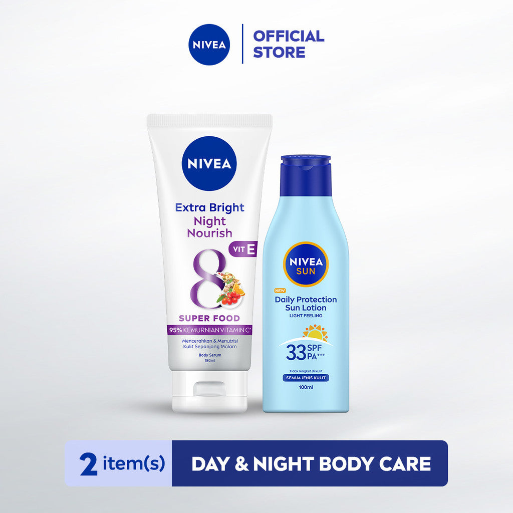 NIVEA Body Serum & Sun Lotion - Night Nourish + Daily Protection Sun SPF 33