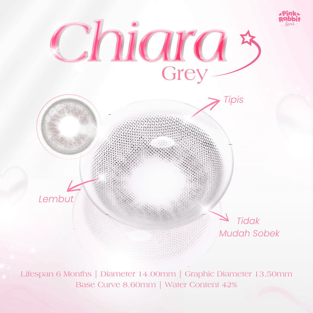 PINK RABBIT Softlens Super Comfy Chiara Grey - Normal, Minus 0.5 S/D 10.00 (1PCS/Sebelah) / Soflen / Soflens / Soflent / Softlen  / Soft Lens / Softlense / Softlens Abu / Softlens Murah / Lensa Mata / Lensa Kontak