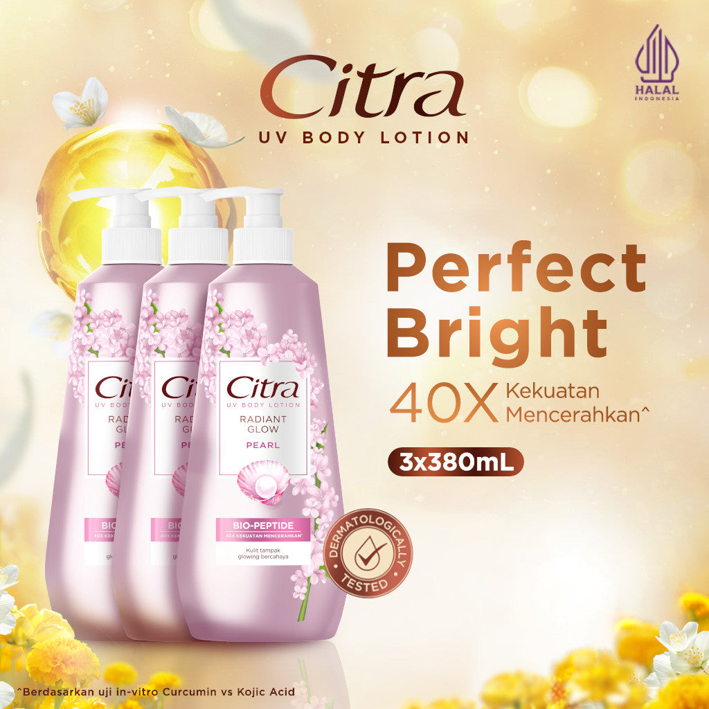 BARU Citra UV Body Lotion Radiant Glow Pearl 380ML Triplepack- Mencerahkan dan Glowing