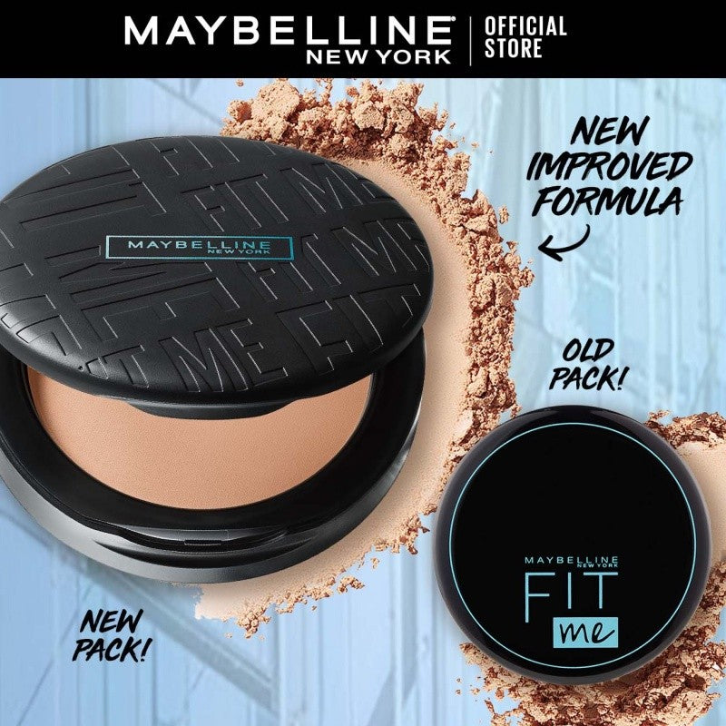 MAYBELLINE OFFICIAL Fit Me Matte + Poreless 16 Jam Oil Control Compact Powder SPF 32 PA+++ Make Up Bedak Padat bebas minyak tahan 16 Jam bedak tabur Makeup Cushion Foundation Bedak Padat Concealer BB Cream Foundation Waterproof Skin Tint Fondation