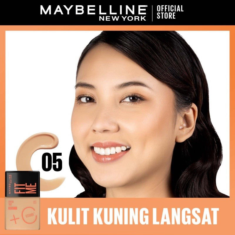 MAYBELLINE OFFICIAL Fit Me Fresh Tint 3 IN 1 30ml Skin Tint Foundation Tinted Sunscreen SPF 50 PA+++ Vitamin C Serum Face Makeup Natural Cushion Foundation Bedak Padat Concealer BB Cream Foundation Waterproof Skin Tint Fondation Sunblock
