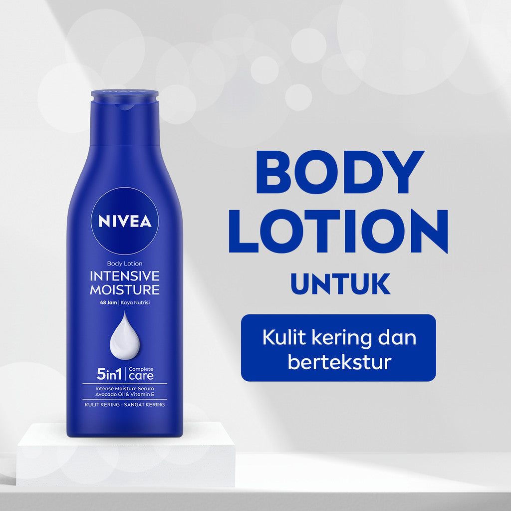 (PAKET HEMAT ISI 3) NIVEA Body Lotion Intensive Moisture 190ml - Hand body lotion mositurizer 48 jam body care kulit kering kasar bersisik pecah-pecah memperbaiki skin barrier pelembab melembutkan badan - Vitamin E, Grapeseed oil, Avocado oil, Hydra IQ