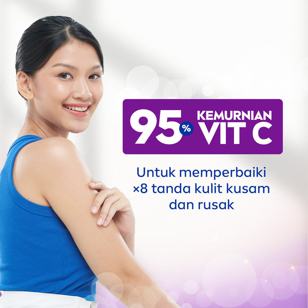 NIVEA Body Serum Extra Bright Night Nourish Vit E 180ml - Hand body serum lotion moisturizer mencerahkan kulit kusam cerah badan glowing brightening tone up melembabkan kering pagi malam day & night - 95% Vitamin C, Grapeseed oil, 8 Super food