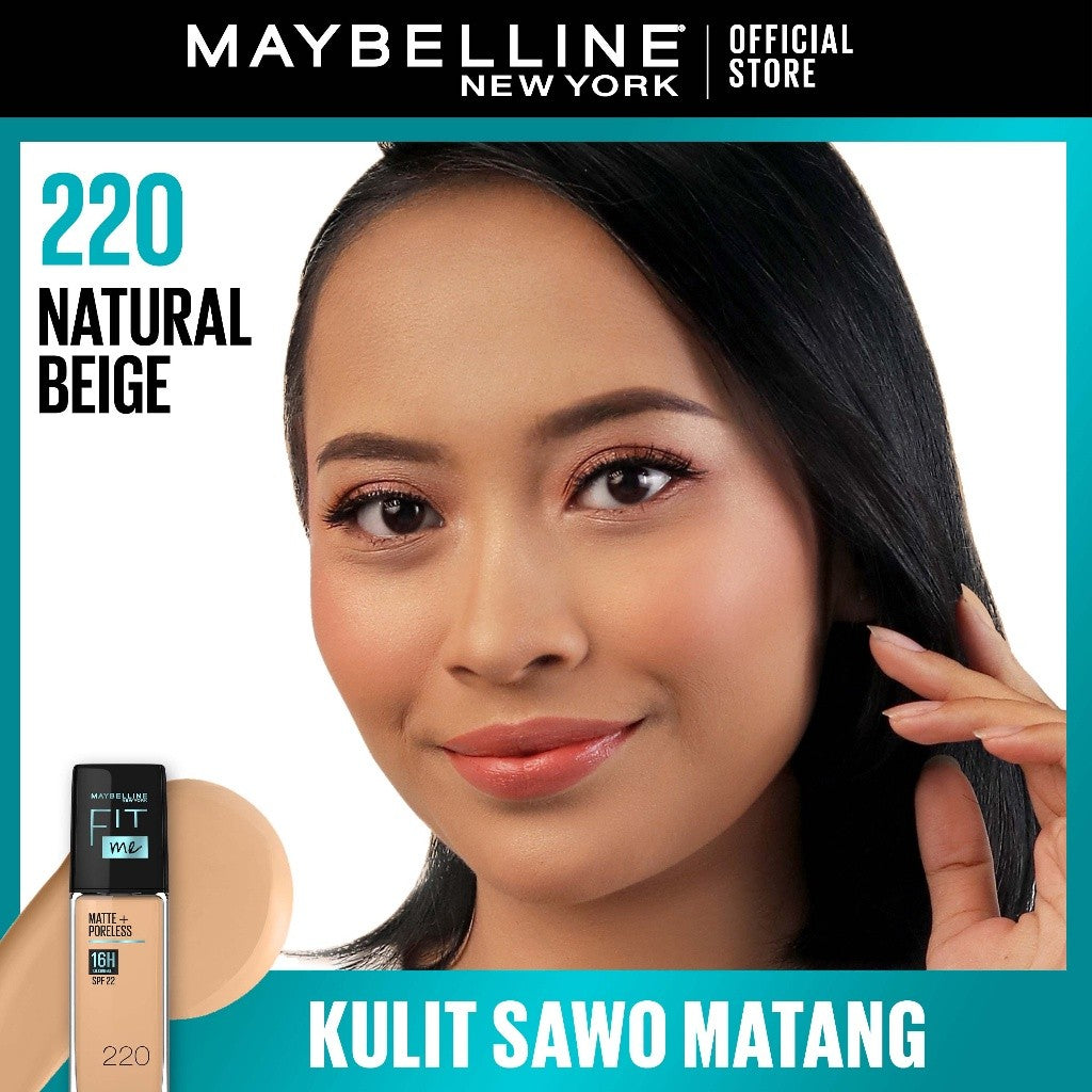 MAYBELLINE OFFICIAL Fit Me Matte + Poreless Liquid Foundation Make Up 30ml SPF 22 Makeup Ringan High Cover 16 Jam Oil Control Cushion Foundation Bedak Padat Cushion Foundation Bedak Padat Concealer BB Cream Foundation Waterproof Skin Tint Fondation