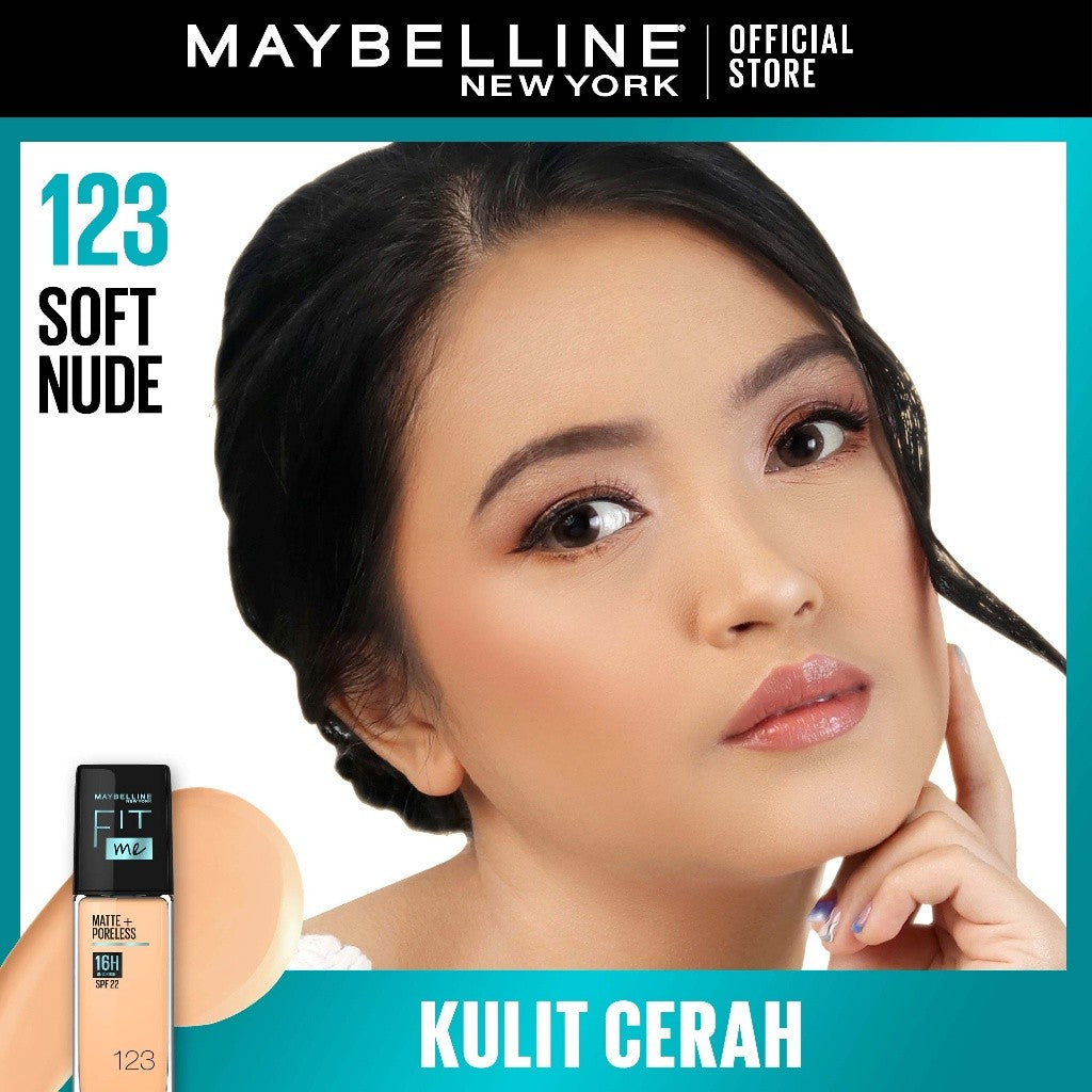 MAYBELLINE OFFICIAL Fit Me Matte + Poreless Liquid Foundation Make Up 30ml SPF 22 Makeup Ringan High Cover 16 Jam Oil Control Cushion Foundation Bedak Padat Cushion Foundation Bedak Padat Concealer BB Cream Foundation Waterproof Skin Tint Fondation