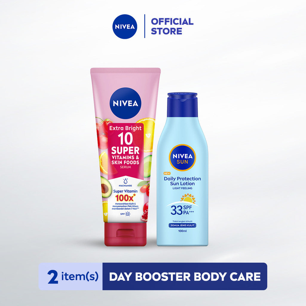 NIVEA Body Serum & Sun Lotion - 10 Super Vitamins & Skin Foods SPF15 + Daily Protection Sun SPF 33
