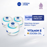 (PAKET HEMAT ISI 3) NIVEA Cream Moisturizer Soft Creme Jar 100ml - Hand body krim cream mositurizer multifungsi jar putih body care kulit kering kasar badan wajah muka sikut tumit memperbaiki skin barrier pelembab kulit - Vitamin E, Jojoba Oil